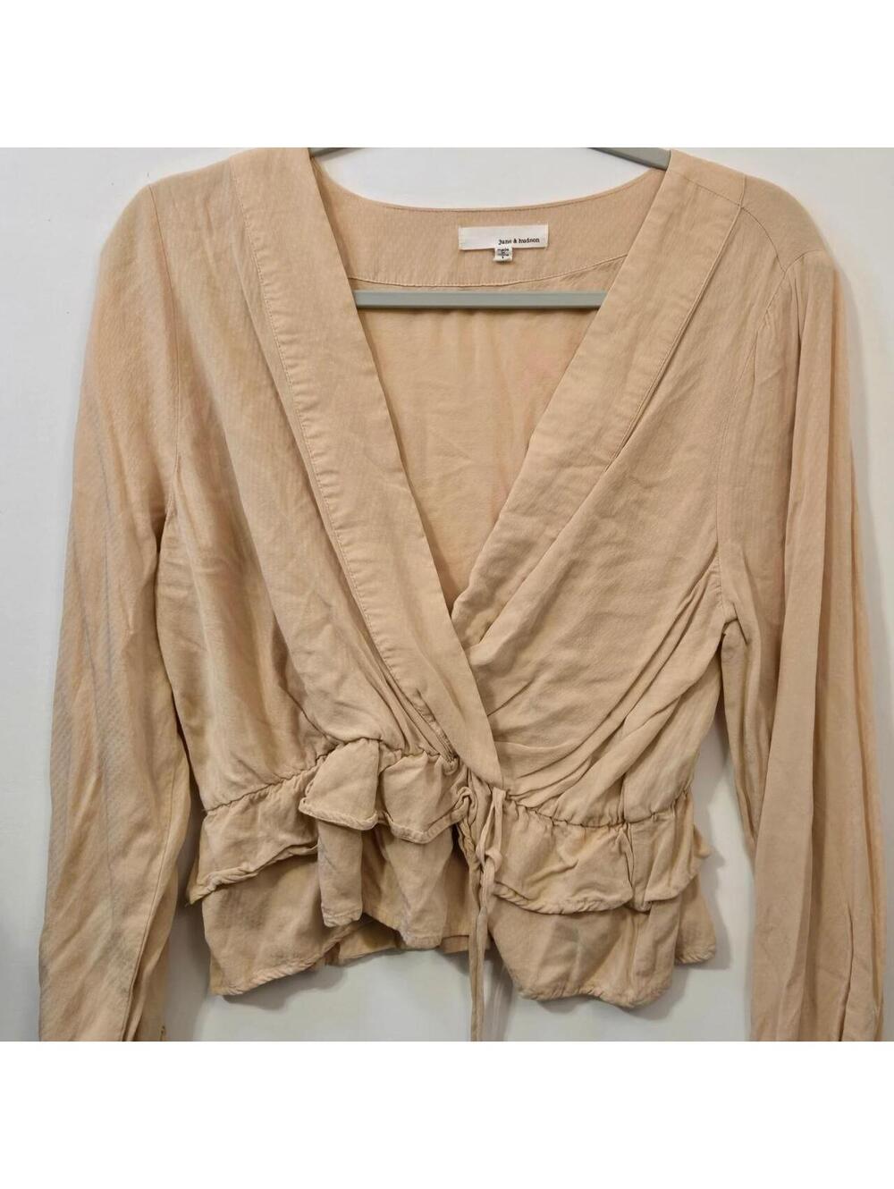 Women's Tan and Cream Blous